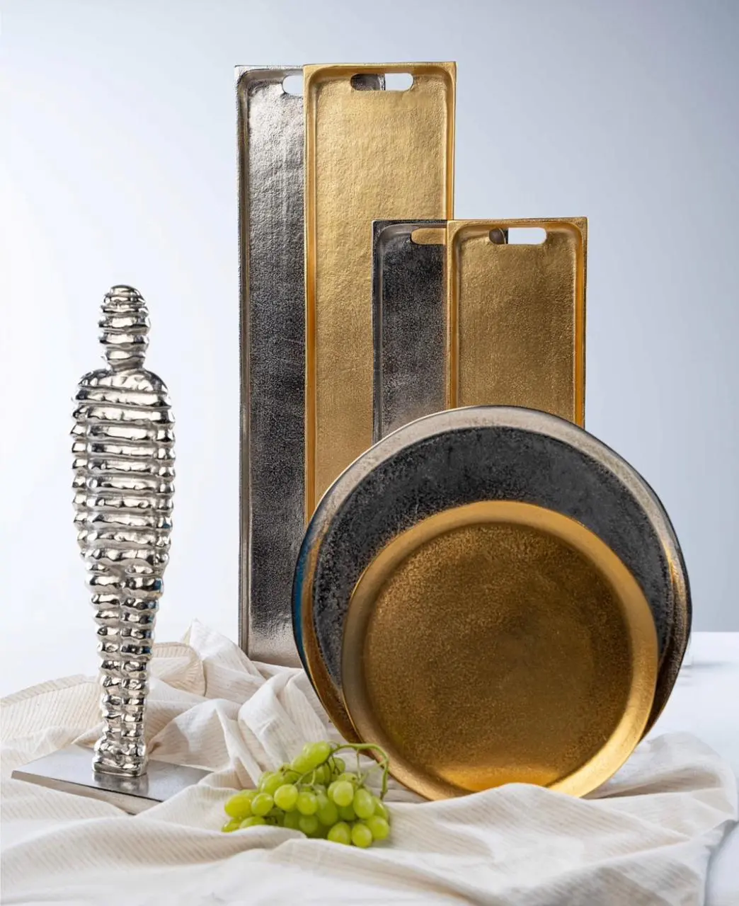Metallic Gold Serving Set — Handcrafted Export Product by NXTGENEXPORTS, Moradabad